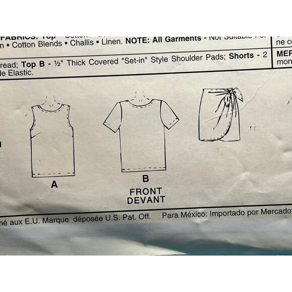 McCalls 7635 Sewing pattern tshirt tank top shorts skort size 6 8 10 12 - Picture 6 of 7